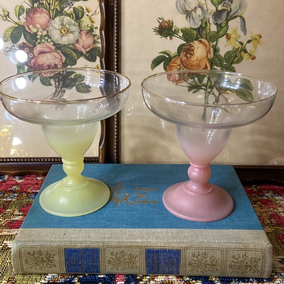 Vintage Blendo martini margarita glasses - Set 2 pink and yellow - Picture 6 of 9